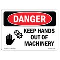 Signmission OSHA Danger Sign, Keep Hands Out Of Machinery, 10in X 7in Decal, 10" W, 7" H, Landscape OS-DS-D-710-L-1394